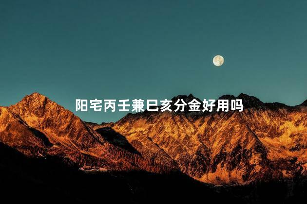 阳宅丙壬兼巳亥分金好用吗